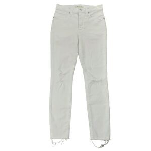 Madewell Jeans Womens 26 White 9" High Rise Skinny Crop Raw Hem Flawless Denim